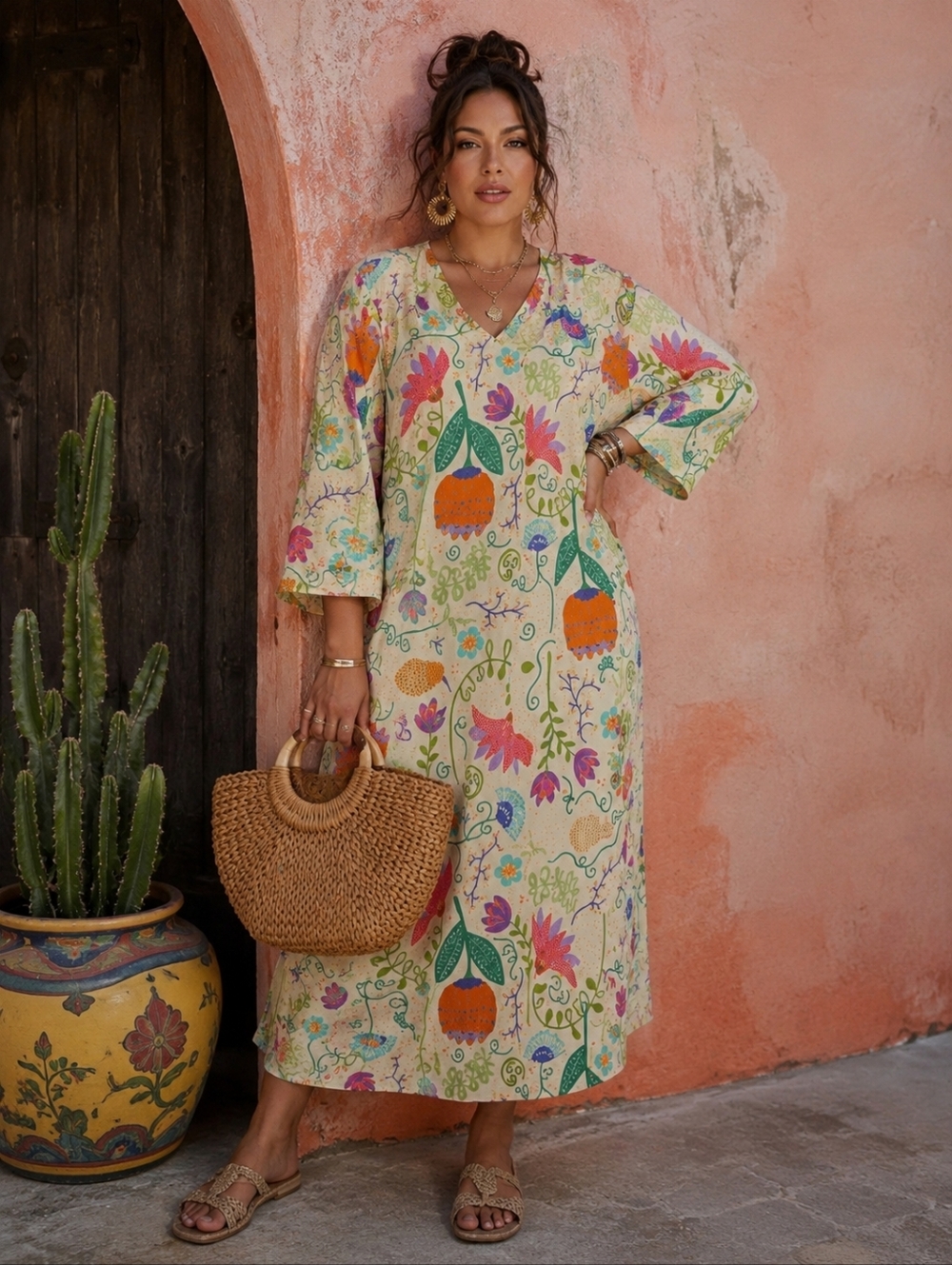 Gudrun Sjödén Organic Cotton Bird Print Maxi Dress Boho Cottagecore M